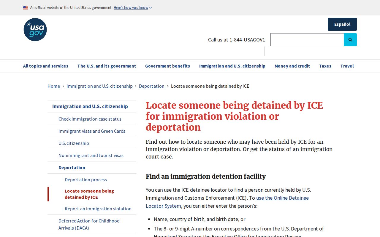Lee County ICE release locator instructions for immigration custody