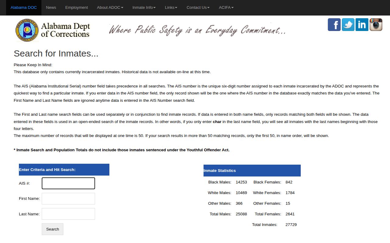 Lee County released inmates ADOC offender search